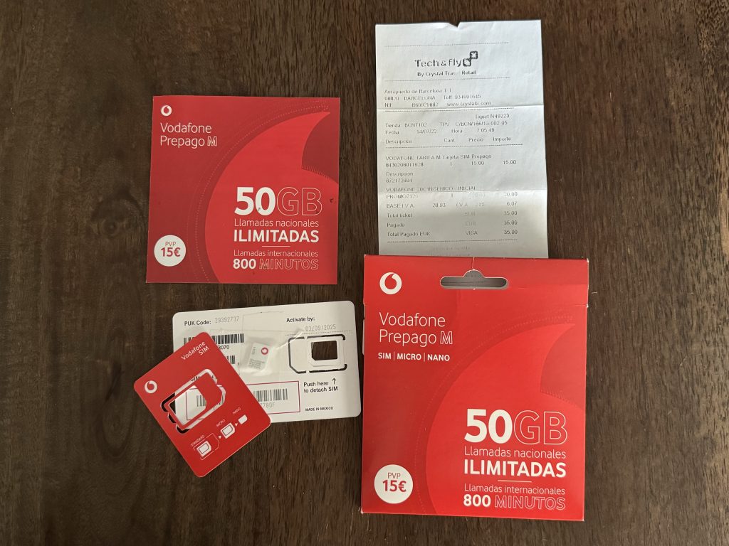 Sim du lịch Tây Ban Nha Vodafone