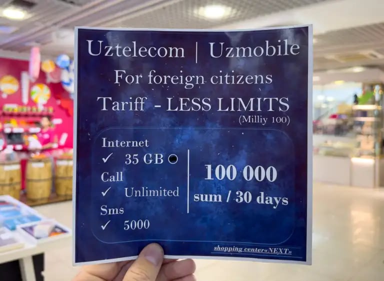 sim du lịch Uzbekistan Uzmobile