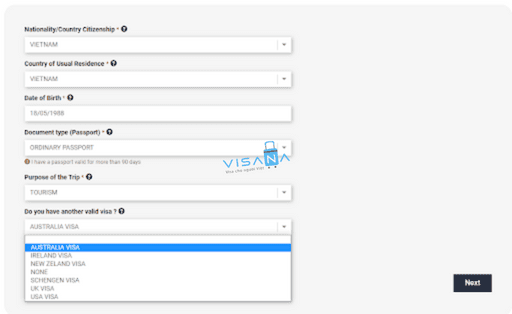 Quy trình đăng ký eVisa Maroc visana2