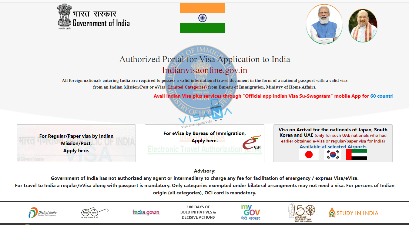 điền đơn xin visa Ấn Độ trực tuyến visana