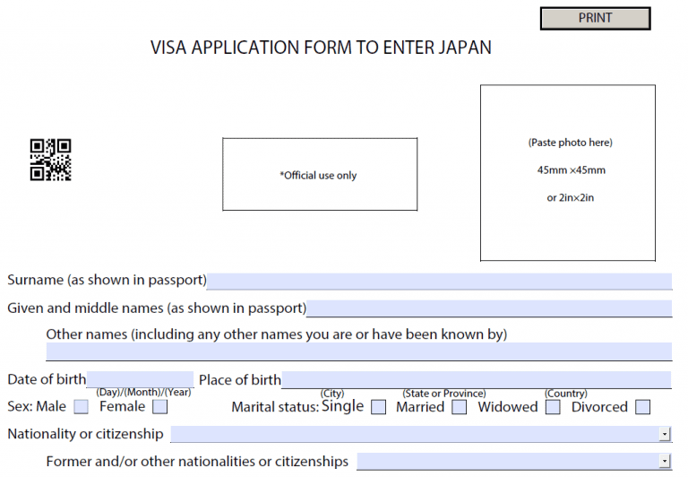Hướng dẫn điền tờ khai xin visa Nhật Bản có mã code
