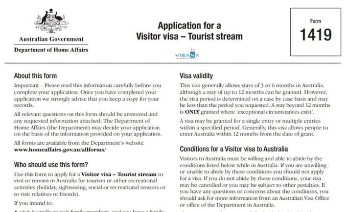 Hướng Dẫn Điền Mẫu Đơn Xin Visa Du Lịch Úc Form 1419 Chi Tiết Năm 2023