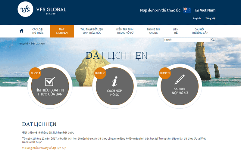 Thủ tục & Kinh nghiệm xin visa Úc 600 | Cadeton Blog 11 Đặt lịch hẹn online xin visa Úc - Visana