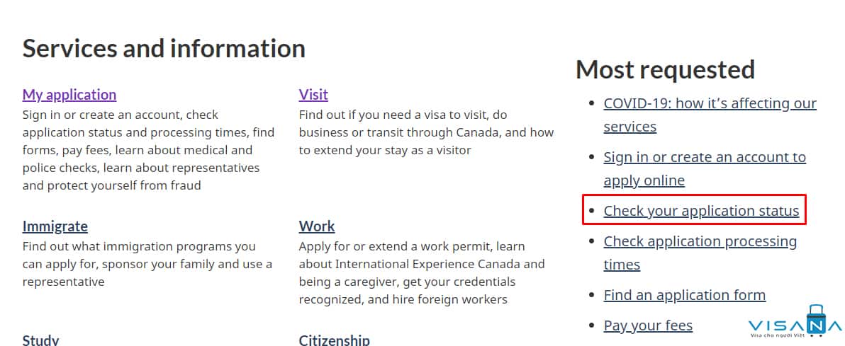 Kiểm tra tình trạng xét duyệt hồ sơ xin visa Canada online