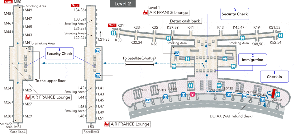 Sơ đồ ga đến Sân bay quốc tế Paris Charles de Gaulle - Visana