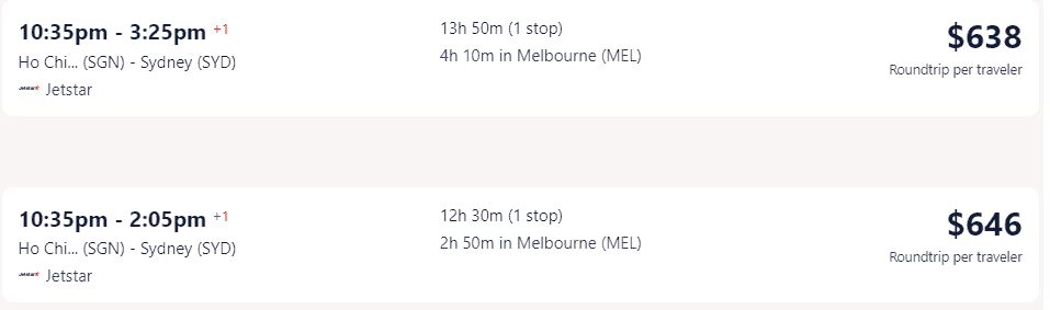 Vé máy bay đi Úc - Sydney khứ hồi hãng Jetstar Airways từ Hồ Chí Minh - Visana