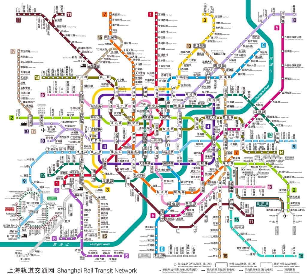 Bản đồ tàu điện ngầm tại Thượng Hải - Vé máy bay đi Thương Hải - Trung Quốc - Visana