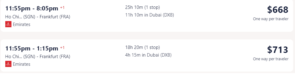 Vé máy bay đi Đức - Frankfurt hãng Emirates từ Hồ Chí Minh - Visana