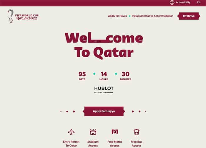 Website chính thức để đăng ký thẻ Hayya Qatar - Visana