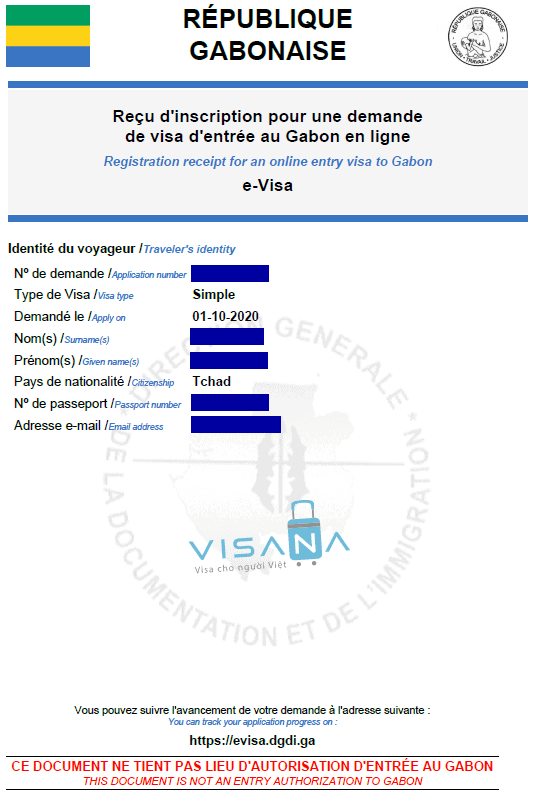 mẫu E-visa Gabon visana