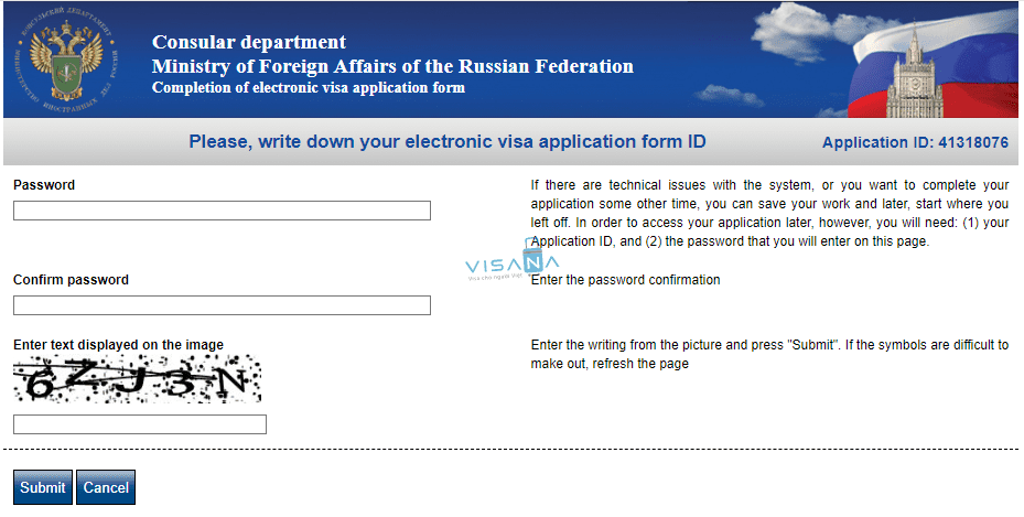 điền đơn xin visa Liên bang Nga trang2 visana