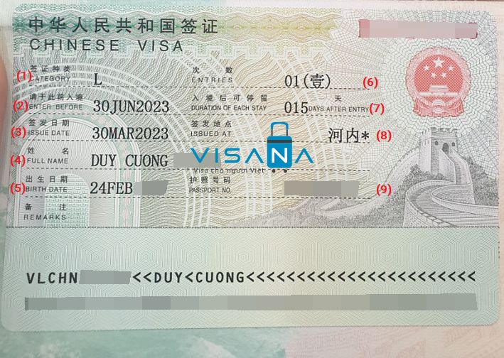 Hình ảnh Visa Trung Quốc mới nhất
