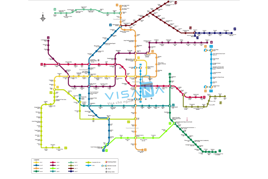 bản đồ tàu điện ngầm tại quảng châu visana