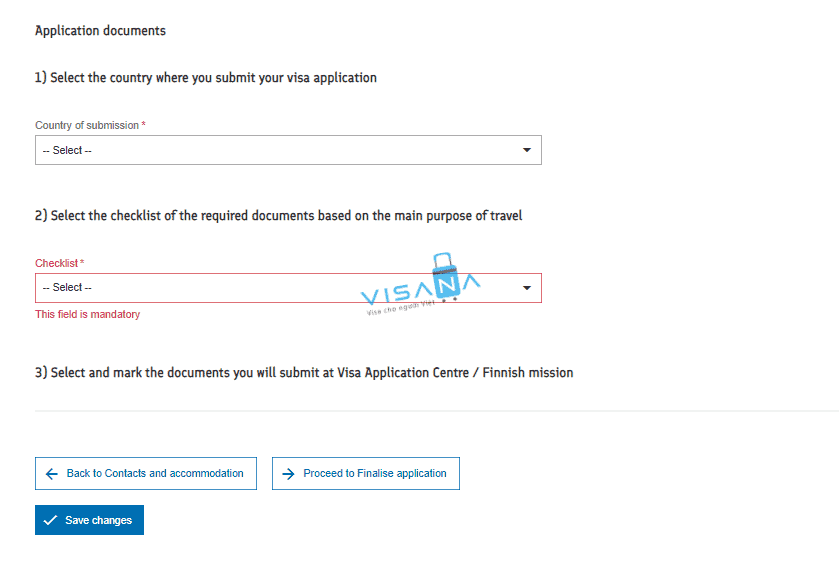 điền đơn xin visa phần lan visana9