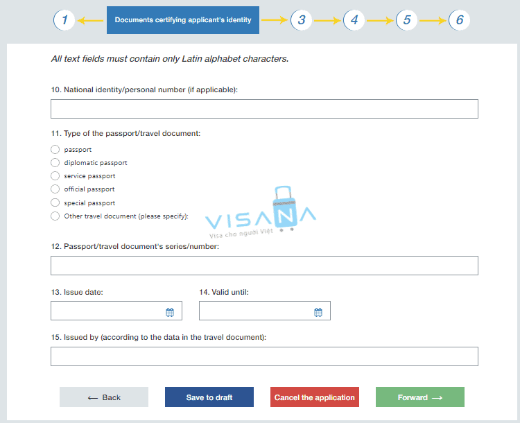 điền đơn xin visa ukraine visana3