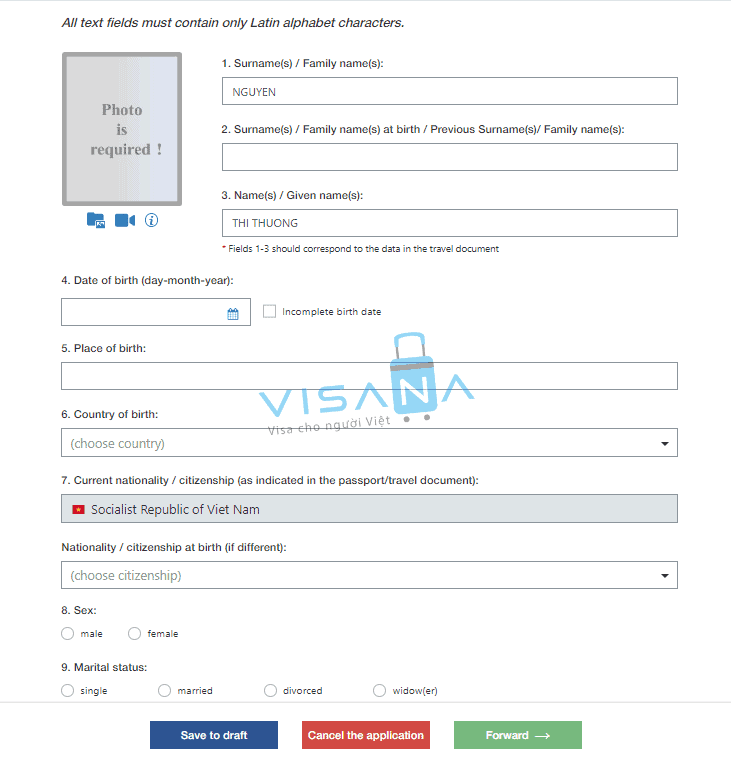 điền đơn xin visa ukraine visana2