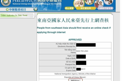 Hướng dẫn xin visa Đài Loan online chi tiết nhất